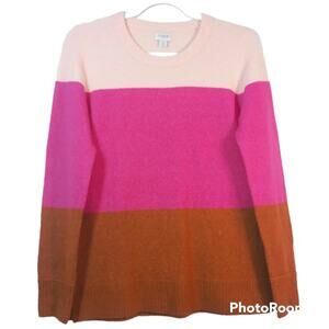 J Crew Colorblock Soft Sweater Pink Orange Size XS